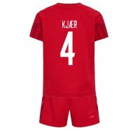 Dánsko Simon Kjaer #4 Domáci Detský futbalový dres MS 2022 Krátky Rukáv (+ trenírky)